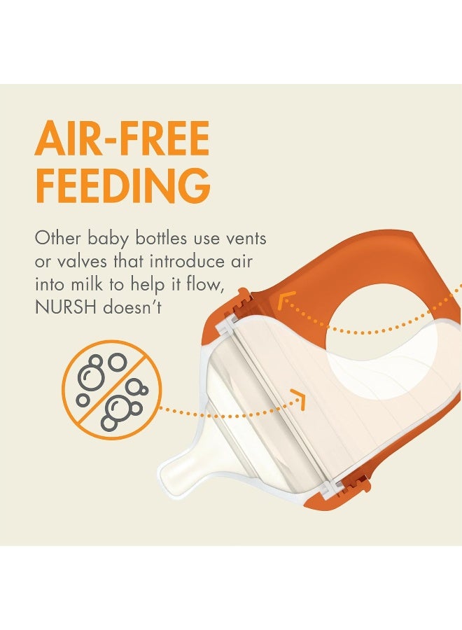 BOON زجاجات بون نورش القابلة لإعادة الاستخدام من السيليكون للأطفال مع تصميم كيس السيليكون القابل للطي - أساسيات الأطفال اليومية - زجاجات الأطفال بتدفق بطيء المرحلة 1 - مرقط - 4 أونصات - 3 قطع - Image 3