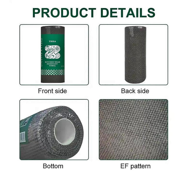 Thea أوراق تنظيف THEA القابلة للاستخدام لمرة واحدة 25 يومًا بتنسيق مناديل ورقية مضادة للميكروبات وغير خادشة لوازم التنظيف إسفنجات غسل الصحون وسادات فرك المطبخ لفات قماش المطبخ - Image 4