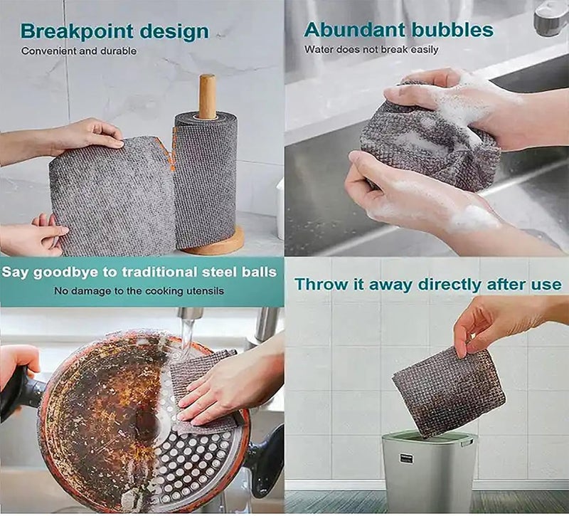 Thea أوراق تنظيف THEA القابلة للاستخدام لمرة واحدة 25 يومًا بتنسيق مناديل ورقية مضادة للميكروبات وغير خادشة لوازم التنظيف إسفنجات غسل الصحون وسادات فرك المطبخ لفات قماش المطبخ - Image 5