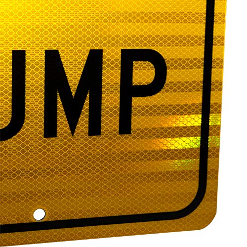NMC TM157J Traffic Sign, Legend "SLOW - SPEED BUMP", 12" Length x 18" Height, Engineer Grade Prismatic Reflective Aluminum 0.080, Black On Yellow - Image 2