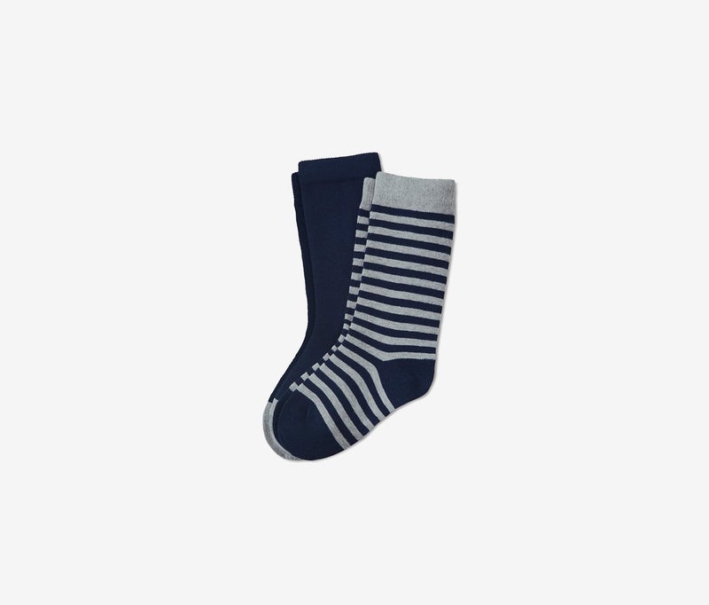 Tchibo Kids Boy 2 Pairs High Socks Cotton, Navy and Gray 