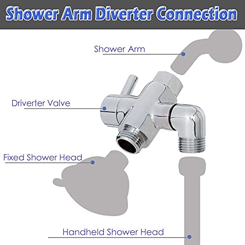 YDmeet Brass Shower Arm Diverter Valve for Handheld Shower Head and Fixed Spray Head G1/2 3 Way Universal Bathroom System Component Replacement Part, Polished Chrome - Image 4