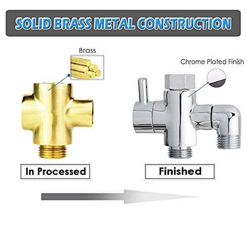 YDmeet Brass Shower Arm Diverter Valve for Handheld Shower Head and Fixed Spray Head G1/2 3 Way Universal Bathroom System Component Replacement Part, Polished Chrome - Image 5
