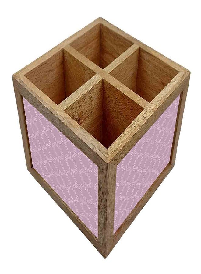 Nutcase Wooden Cutlery Stand Holder Silverware Caddy Spoons Forks Knives Organizer for Dining Table & Kitchen -Made in India-Spoons NOT Included - Dark Purple Pattern Circle - Image 3