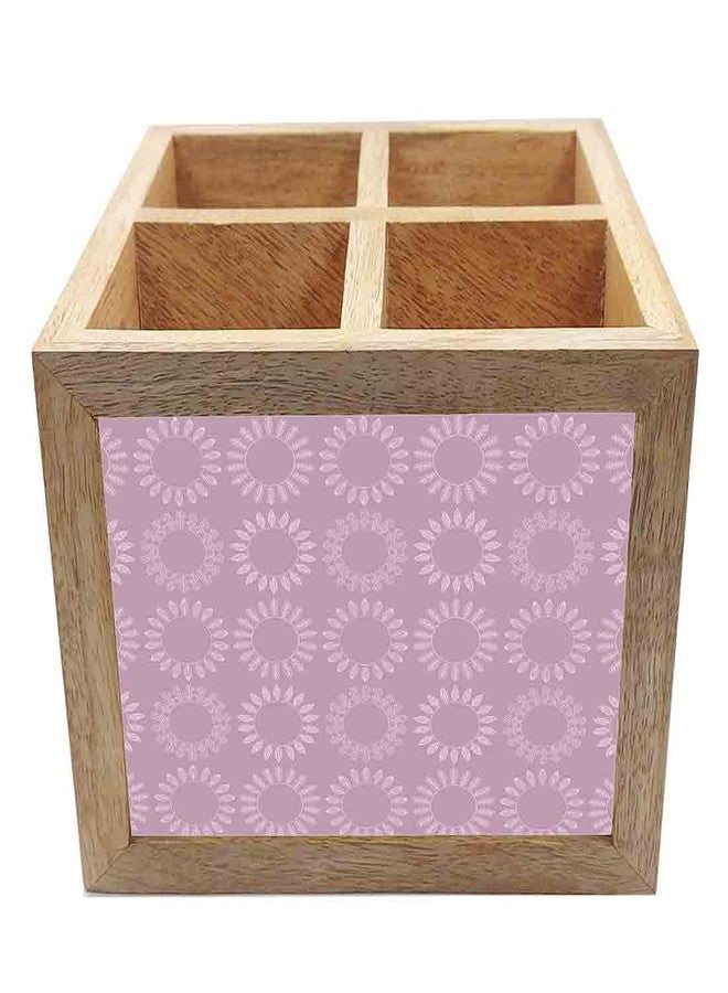 Nutcase Wooden Cutlery Stand Holder Silverware Caddy Spoons Forks Knives Organizer for Dining Table & Kitchen -Made in India-Spoons NOT Included - Dark Purple Pattern Circle - Image 4
