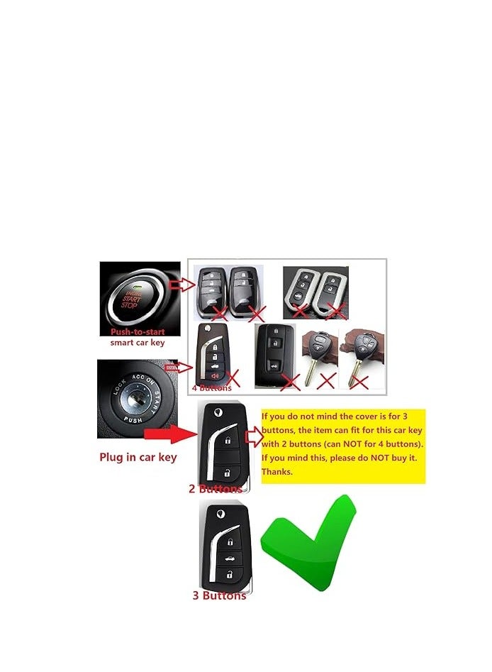 OUYoo غطاء مفتاح سيارة OUYoo TPU لسيارات تويوتا C-HR، كامري، كورولا، فورتونر، هايلاندر، ليفين، راف4، إل سيكويا، سينيا، تاكوما، تاندرا، ياريس، مع سلسلة مفاتيح (الأحمر) - Image 2