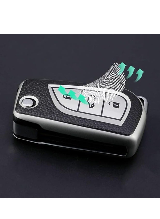 OUYoo غطاء مفتاح سيارة OUYoo TPU لسيارات تويوتا C-HR، كامري، كورولا، فورتونر، هايلاندر، ليفين، راف4، إل سيكويا، سينيا، تاكوما، تاندرا، ياريس، مع سلسلة مفاتيح (الأحمر) - Image 3