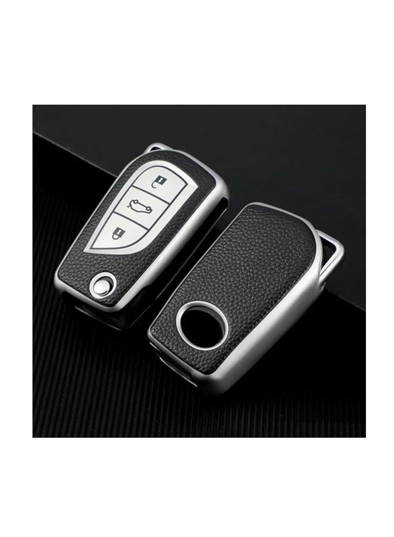 OUYoo غطاء مفتاح سيارة OUYoo TPU لسيارات تويوتا C-HR، كامري، كورولا، فورتونر، هايلاندر، ليفين، راف4، إل سيكويا، سينيا، تاكوما، تاندرا، ياريس، مع سلسلة مفاتيح (الأحمر) - Image 5