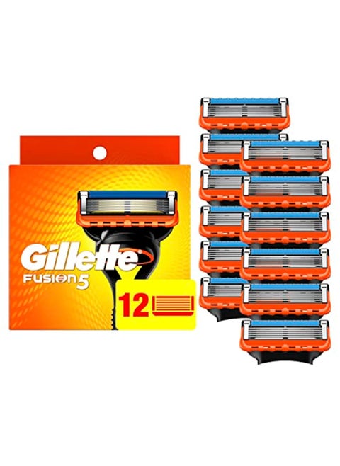 Gillette Fusion5 Razor Refills for Men 5 Bladed Razor with Precision Trimmer and Lubrastrip for a Close Shave 12 Razor Blade Refills