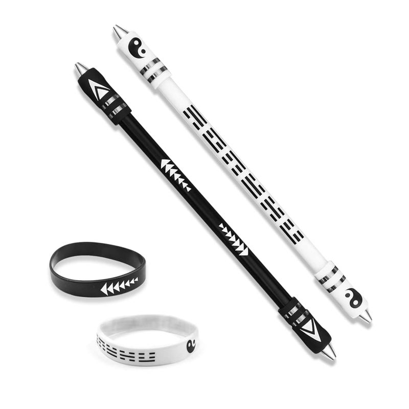 Roucerlin 2 Colors Spinning Pen With Silicone Bracelet Metal Heads Gaming Finger 85In Weighted Rotating Ballpoint for Student Adults No Refill Black White - Image 2