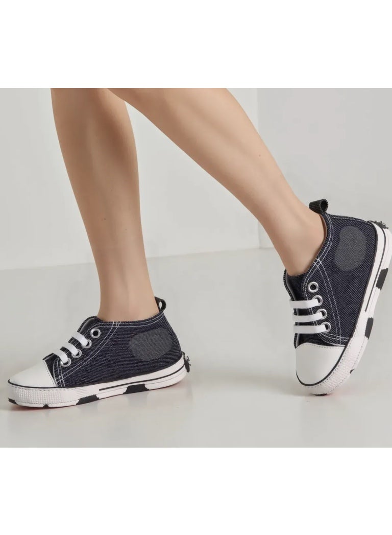 Baby Denim Lace-Up Shoes, 12-18 Months - Image 1