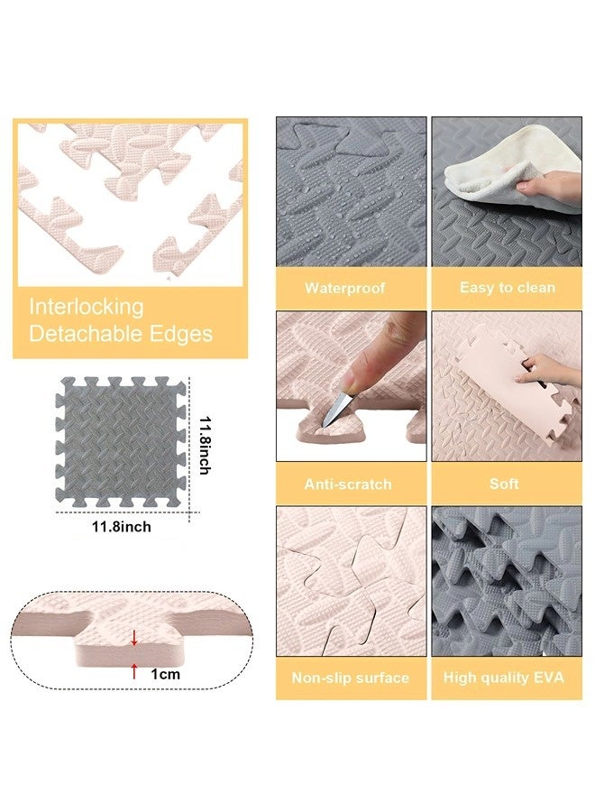 فيكسبلورن 12 قطعة بألوان مختلطة (بيج + رمادي) 30 سم × 30 سم (11.81 × 11.81 بوصة) سجادة لعب رغوية للأطفال، سجادة لعب رغوية DIY، سجادة لعب رغوية EVA، سجادة لعب رغوية متشابكة بسمك 1.2 سم (0.4 بوصة)، سجادة لعب ألغاز، مناسبة لغرف ألعاب الأطفال وغرف النوم ورياض الأطفال والصالات الرياضية. - Image 3