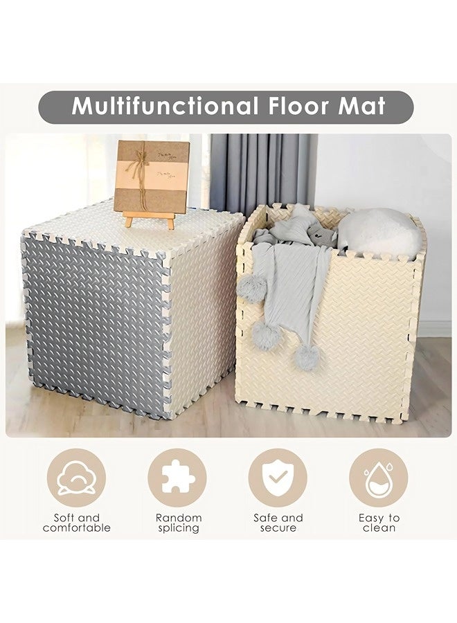 فيكسبلورن 12 قطعة بألوان مختلطة (بيج + رمادي) 30 سم × 30 سم (11.81 × 11.81 بوصة) سجادة لعب رغوية للأطفال، سجادة لعب رغوية DIY، سجادة لعب رغوية EVA، سجادة لعب رغوية متشابكة بسمك 1.2 سم (0.4 بوصة)، سجادة لعب ألغاز، مناسبة لغرف ألعاب الأطفال وغرف النوم ورياض الأطفال والصالات الرياضية. - Image 4