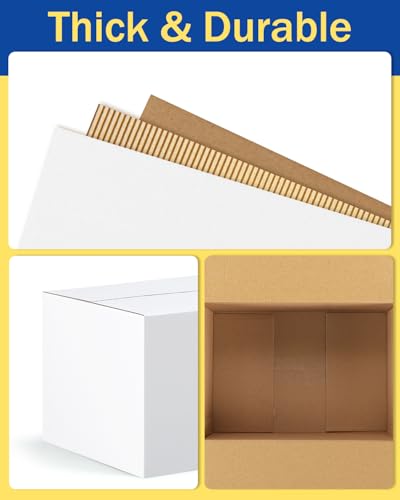 Poever Assorted-Sizes-Shipping-Boxes-45-Pack: 4x4x4 & 5x5x5 & 6x6x6 Small-Shipping-Boxes-Mailers, White Corrugated-Cardboard-Boxes-for-Packing-Small-Business Mailing - Image 4
