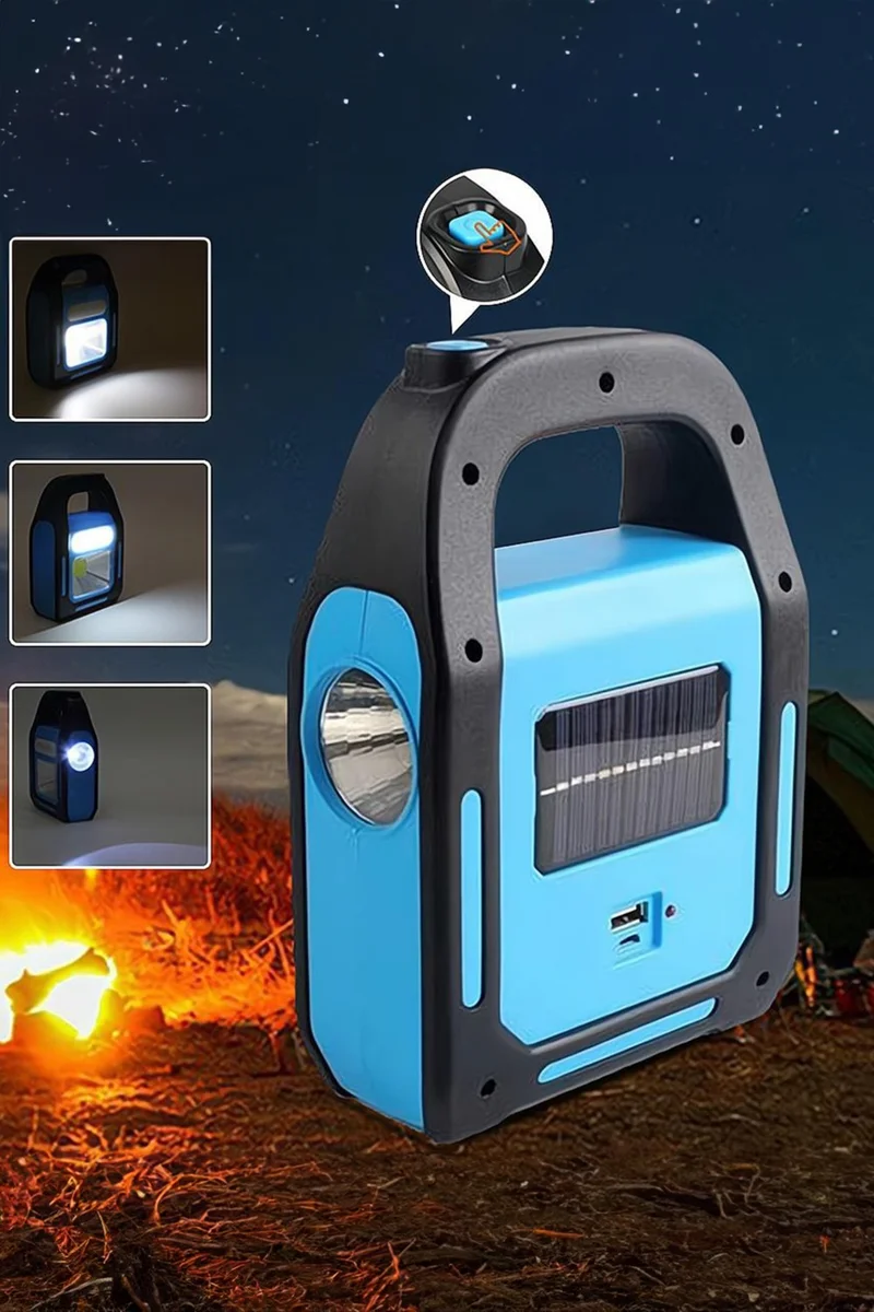 موبي Multifunctional 3 Mode Solar Camping Lantern Camping Lamp Rechargeable Flashlight Searchlight