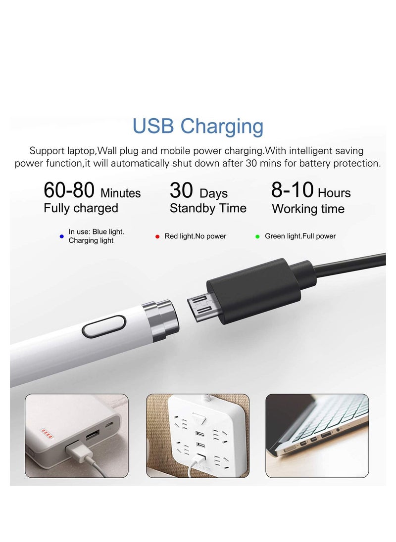 Generic - Active Stylus Pen White/Black 1.45mm fine Tip for iPad Apple iPhone Samsung Tablets, on iOS and Android Capacitive Touchscreen, Take-Note Hand-Written Draw no lags Skipping,Rechargeable, - Image 1