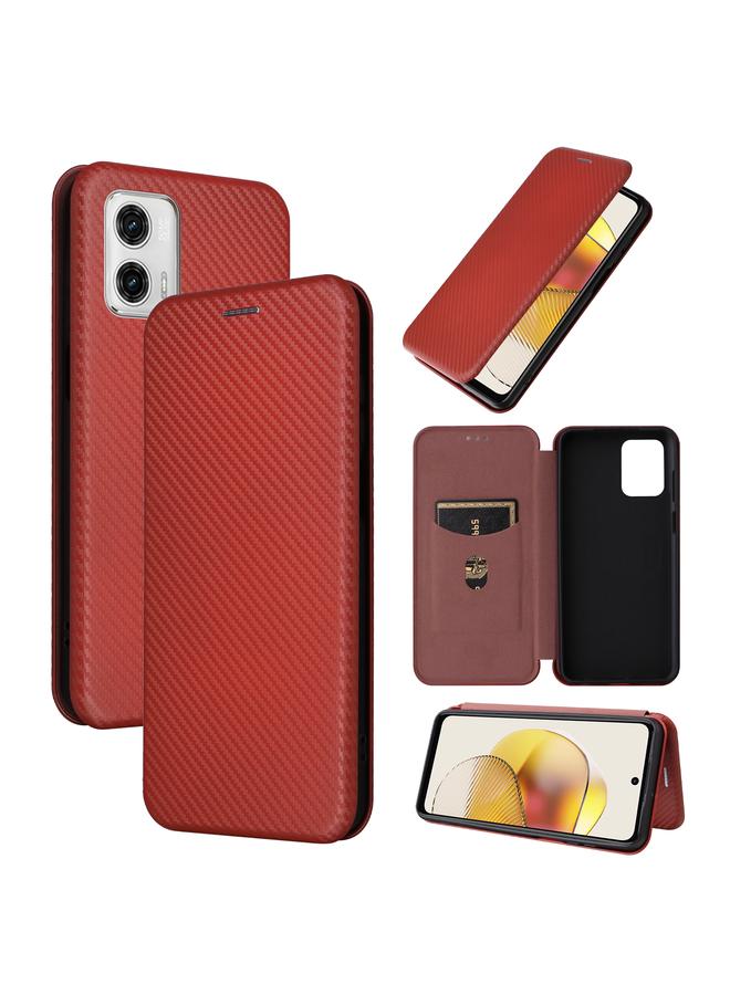 S-TOP Case For Motorola Moto G73 5G Carbon Fiber Texture Flip Leather Phone Case - Image 1