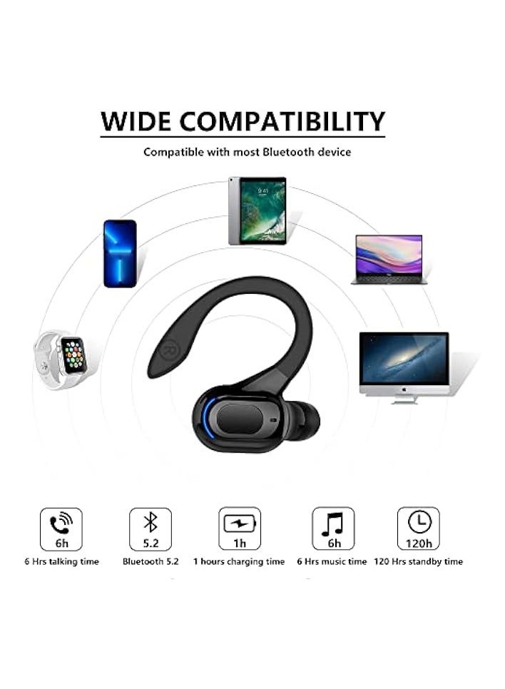 بروماس سماعة رأس بلوتوث، سماعة أذن بلوتوث لاسلكية V5.2 مع ميكروفون وخاصية إلغاء الضوضاء داخل الأذن سماعات أذن بلوتوث لقيادة مكتب العمل - أسود - Image 2