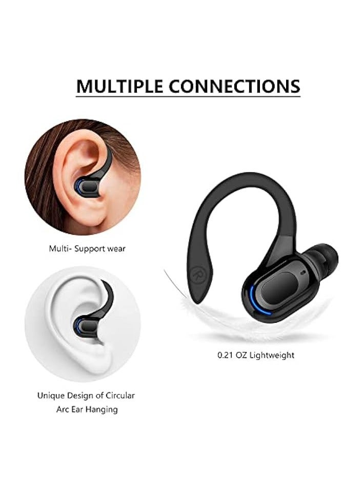 بروماس سماعة رأس بلوتوث، سماعة أذن بلوتوث لاسلكية V5.2 مع ميكروفون وخاصية إلغاء الضوضاء داخل الأذن سماعات أذن بلوتوث لقيادة مكتب العمل - أسود - Image 4