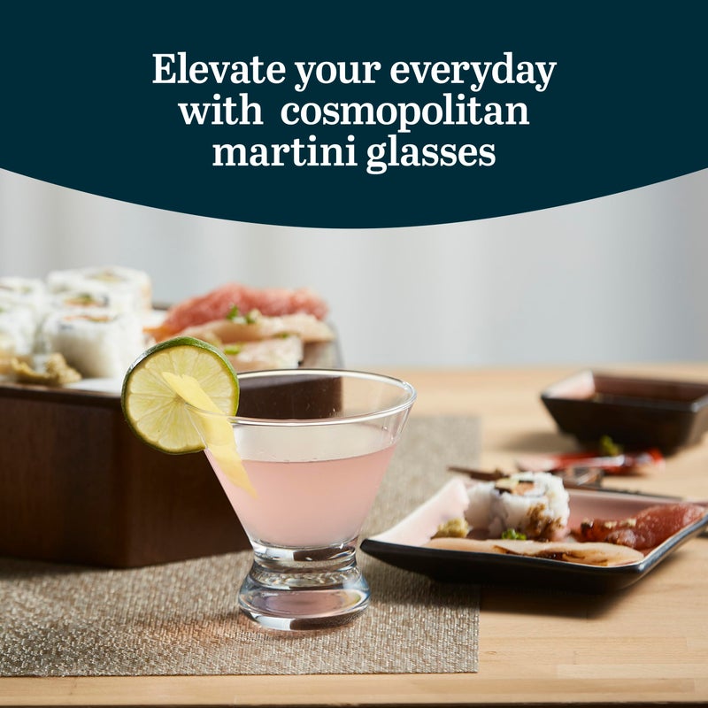 LIBBEY كؤوس مارتيني بدون ساق من ليبي، سعة 8.25 أونصة، مجموعة من 4 كؤوس مارتيني آمنة في غسالة الصحون، كؤوس مارتيني لمناسبات الزفاف والمزيد - Image 2