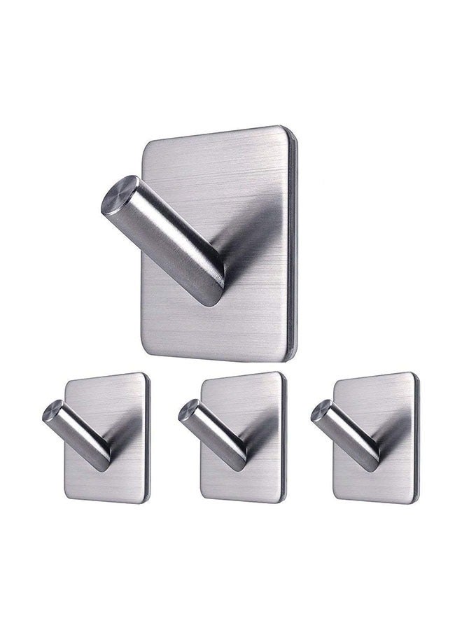 4 pcs Heavy Duty Adhesive Hooks Stainless Steel Hangers Nail Free Utility Hooks, Stick On Hook For Hanging Towel Cloth Calendar Available For Kitchen, Closet, Cabinet, Toilet, Ceiling,Door  - Image 1