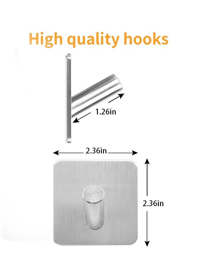 4 pcs Heavy Duty Adhesive Hooks Stainless Steel Hangers Nail Free Utility Hooks, Stick On Hook For Hanging Towel Cloth Calendar Available For Kitchen, Closet, Cabinet, Toilet, Ceiling,Door  - Image 2