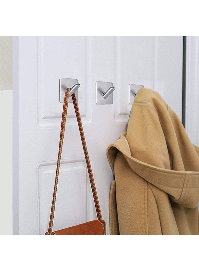 4 pcs Heavy Duty Adhesive Hooks Stainless Steel Hangers Nail Free Utility Hooks, Stick On Hook For Hanging Towel Cloth Calendar Available For Kitchen, Closet, Cabinet, Toilet, Ceiling,Door  - Image 3