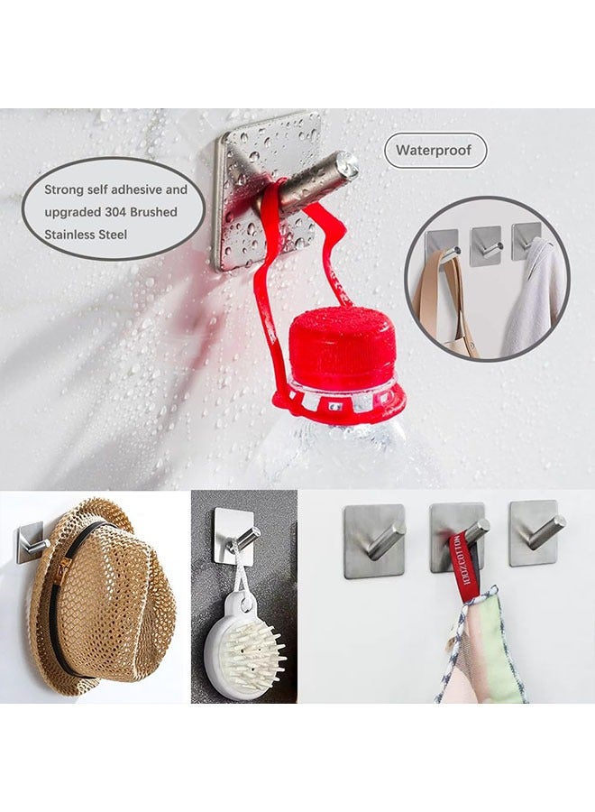 4 pcs Heavy Duty Adhesive Hooks Stainless Steel Hangers Nail Free Utility Hooks, Stick On Hook For Hanging Towel Cloth Calendar Available For Kitchen, Closet, Cabinet, Toilet, Ceiling,Door  - Image 5