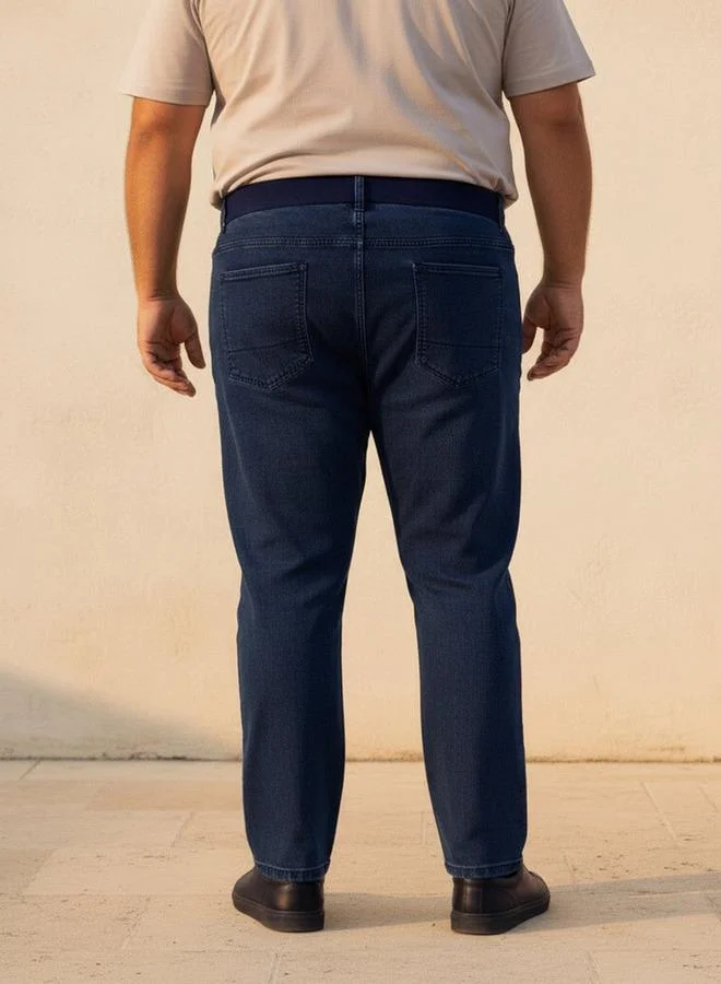 Maxim Blue Men Regular Fit Flexi Waist Drawstring Detail Jeans for Men | Best Price UAE