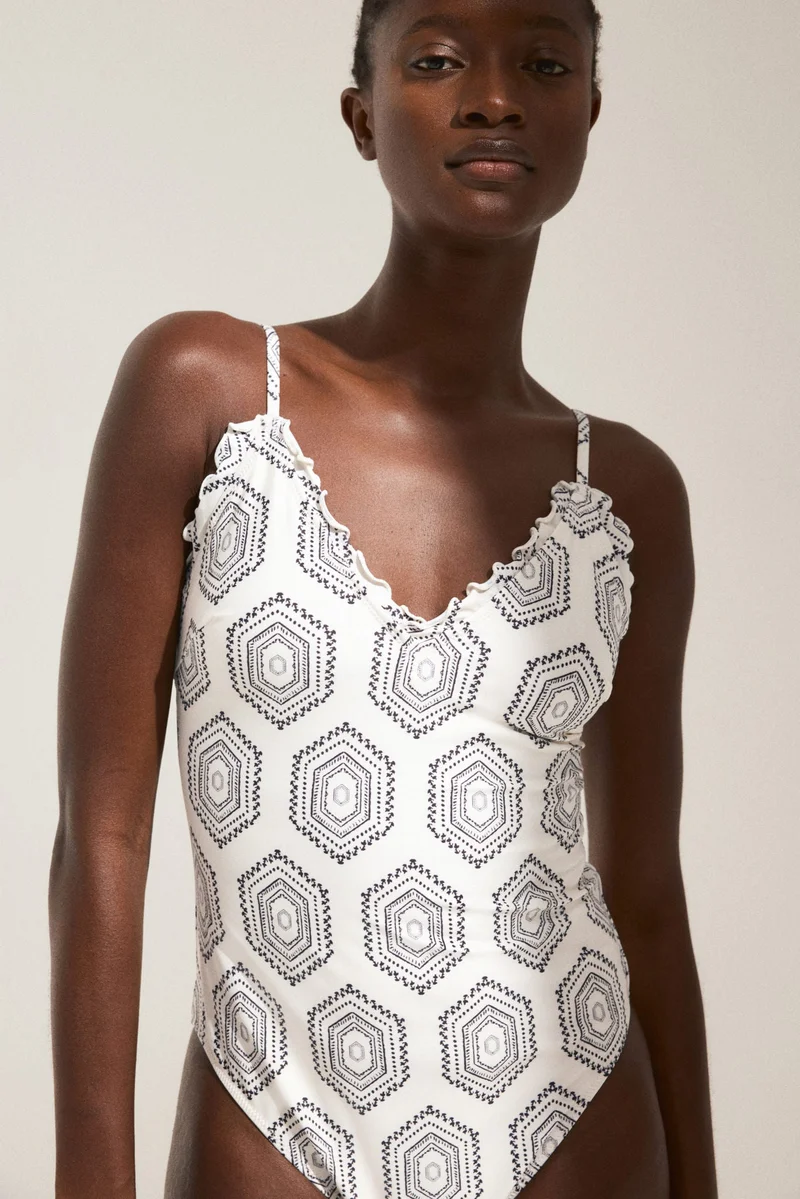 H&M Frill-trimmed padded-cup swimsuit