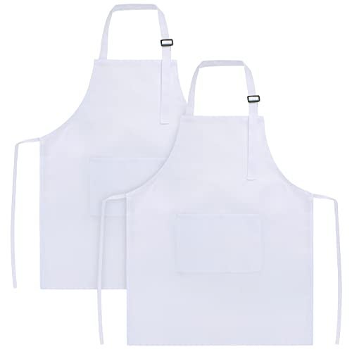 SINLAND Kids Apron with Pocket 2 Pack Adjustable Children Chef Apron for Cooking Baking Painting (M: 6-12 Years) - Image 1