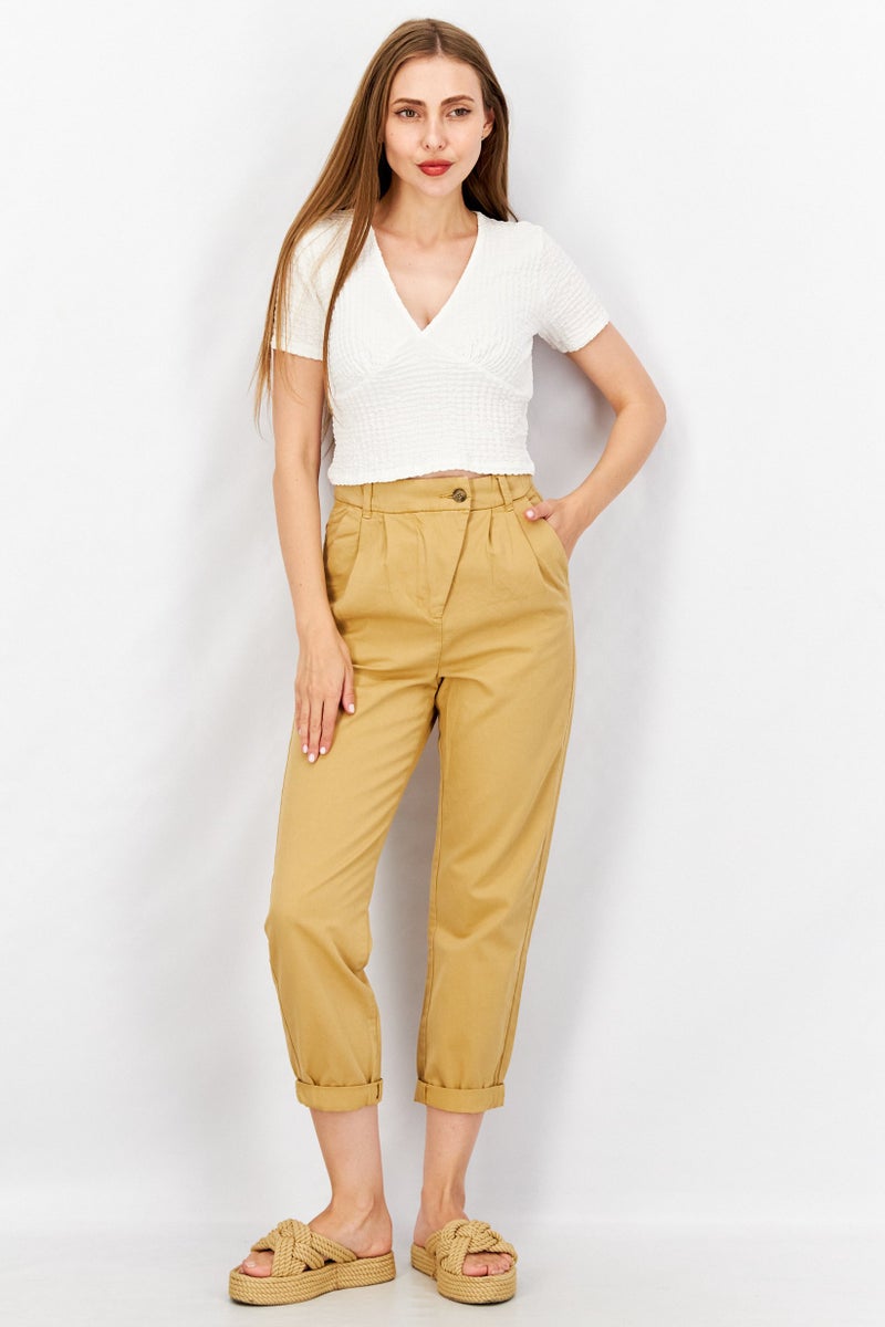 ESPRIT سروال نسائي عادي بخصر مرتفع، بني - Image 4