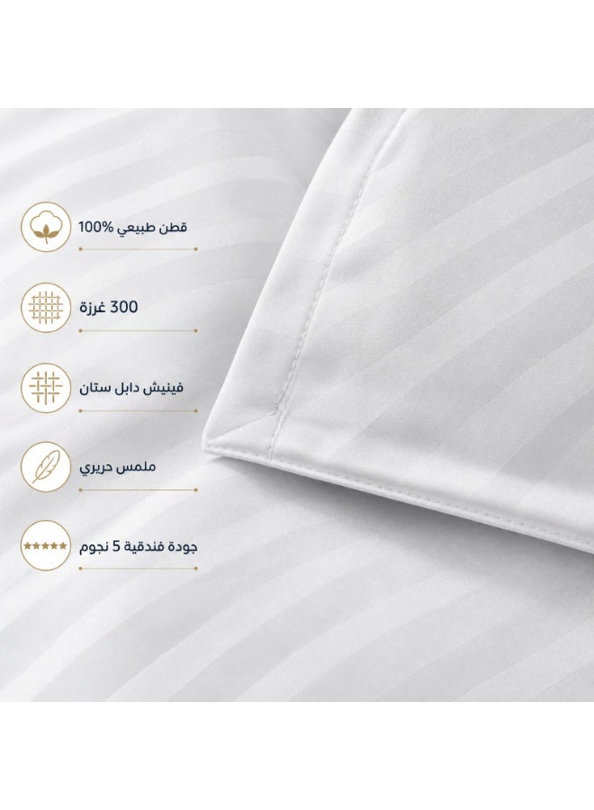 تى ام هوم طقم كفر لحاف مقلم، 3 قطع، قطن طبيعي 100%، 300 خيط، تشطيب ساتان مزدوج، جودة فنادق 5 نجوم - Image 5