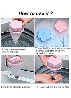 K KODZN K KODZN Flower Shape Home Washing Machine Floating Net Bag Hair Removal Ball Debris Thread Cleaning Filter Net Lint Mesh Bag ColorMulticolor Set of 5  - Image 2