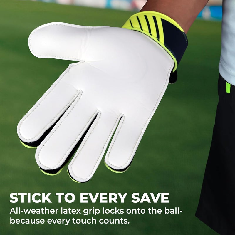 Nivia Carbonite Web Goalkeeper Gloves for Men& Women, All?Weather Durable Grippy Latex Palm with PVC Backhand & Secure PVC Strap( Multicolor,Size -Small) - Image 3