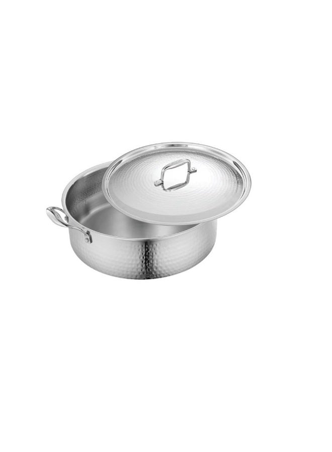 Shri & Sam Stainless Steel Triply Bharat Hammered Biryani Pot with Lid 35 CM - Image 1