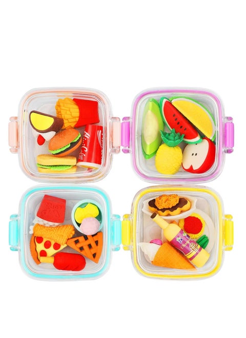 Lovely Gourmet Fruit Erasers, 4 Boxes of Pencil Eraser, Cute Children's Erasers, Pencil Erasers and Eraser Sets, Ideal for Learning, Art, Play, and Gifting
