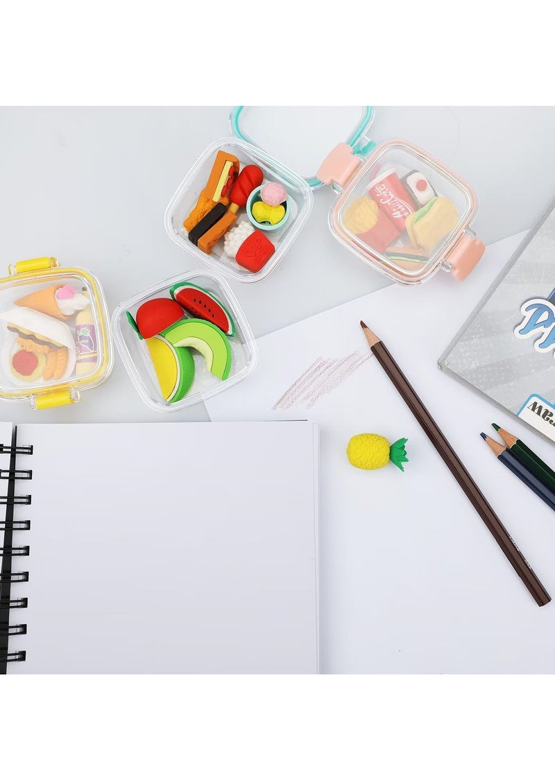 Lovely Gourmet Fruit Erasers, 4 Boxes of Pencil Eraser, Cute Children's Erasers, Pencil Erasers and Eraser Sets, Ideal for Learning, Art, Play, and Gifting