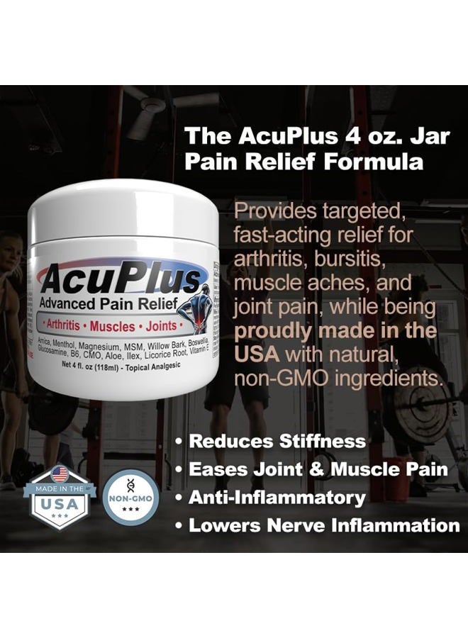 AcuPlus Advanced Pain Relief Topical Anti Inflammatory Cream to Soothe Muscle & Joint Pain - Arthritis, Bursitis, & Tendonitis - Fast-Acting Formula with Natural Ingredients - 4 oz. - Image 2