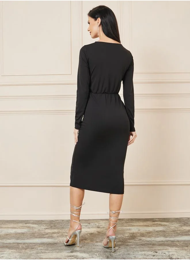 Styli Long Sleeve Sheath Dress