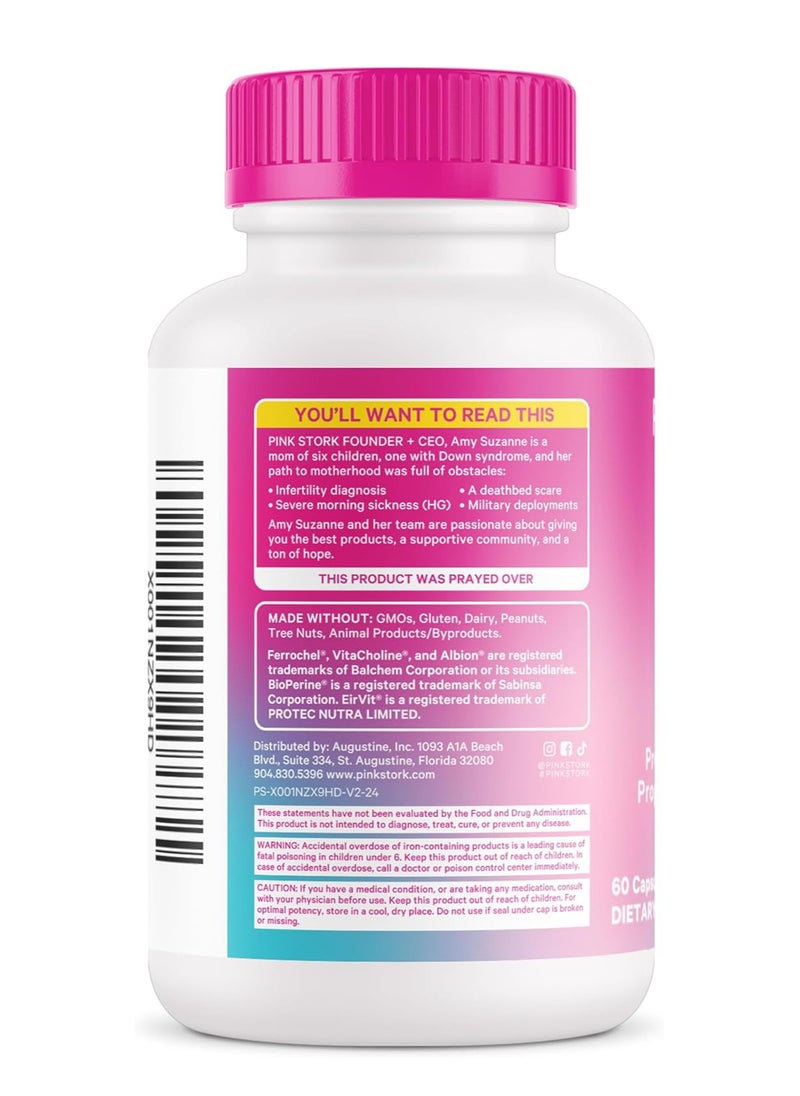 Pink Stork Fertility Supplements for Women - Prenatal Multivitamin 60 Capsules  - Image 3