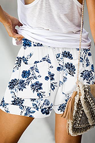 ONLYSHE Women Juniors Summer Casual Shorts Fashion Comfy Pocketed Drawstring Elastic Waist Pants Cornflower XXL - Image 3