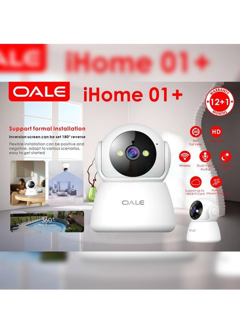 OALE OALE iHome 01+ WiFi Audio 1080P 360° Night Vision 2-LED Motion Detection Security Camera  - Image 2