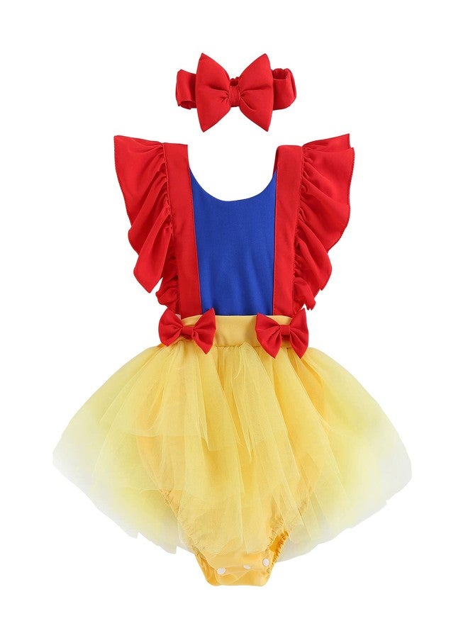 RWYBEIW Newborn Baby Girls Snow White Cosplay Costume Infant Bodysuit Playsuit 2PC Summer Outfits Set (C# Tutu Dress, 0-6 Months) - Image 1