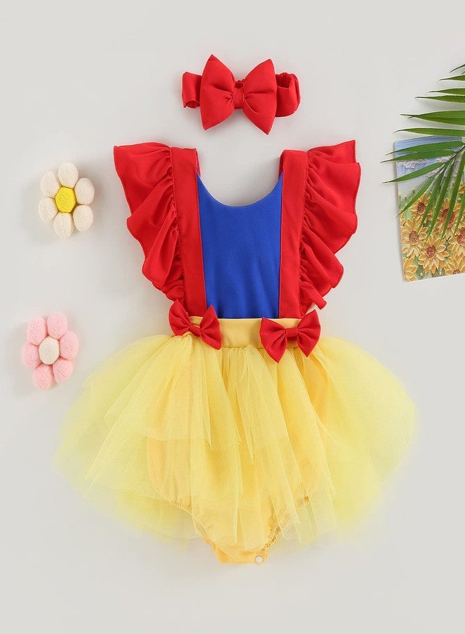 RWYBEIW Newborn Baby Girls Snow White Cosplay Costume Infant Bodysuit Playsuit 2PC Summer Outfits Set (C# Tutu Dress, 0-6 Months) - Image 2