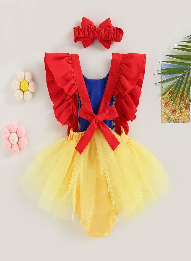 RWYBEIW Newborn Baby Girls Snow White Cosplay Costume Infant Bodysuit Playsuit 2PC Summer Outfits Set (C# Tutu Dress, 0-6 Months) - Image 3