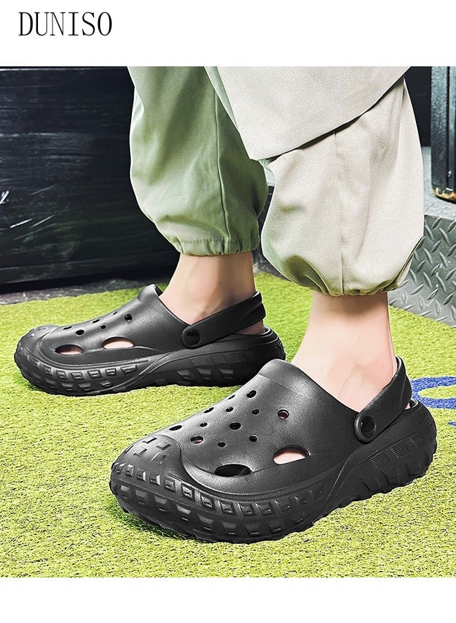 DUNISO Men's Clog Sandals for Fashion Quick Drying Slide Sandal with Non-slip Soles Thick Sole Beach Slipper Breathable Slip-on Sandal Men's House Flat Slipper for Indoor & Outdoor - Image 5