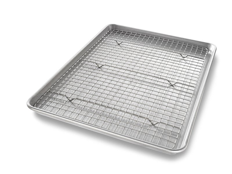 USA Pan Bakeware Half Sheet Baking Pan and Bakeable Nonstick and Cooling Rack Set, Metal - Image 1