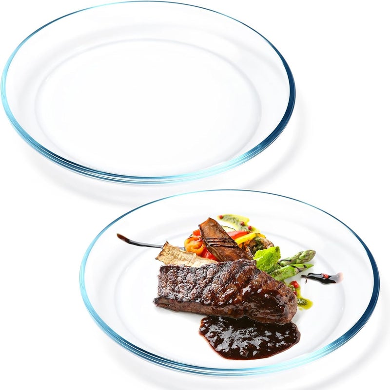 FUNKYFINDS 2pcs Clear Glass Snack Plates Cabilock Round Tea Bag Holder Dessert Plates Clear Glass Dessert Plates Clear Appetiser Plates for Servicing Cookies Snacks Fruits and Coffee - Image 1
