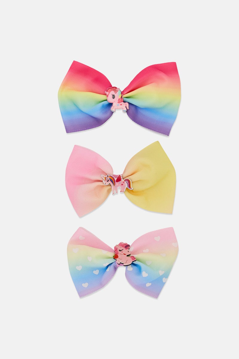 Expressions Kids Girl 3 Pieces Mermaid And Unicorn Hair Bow Set, Multicolor - Image 2